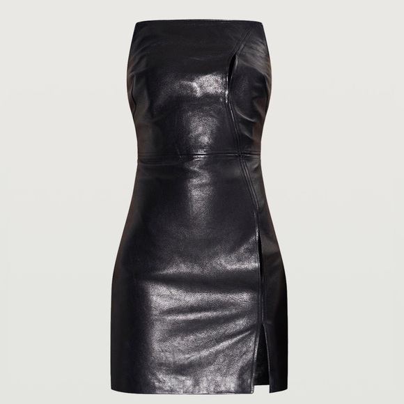 ET OCHS Elizabeth Leather Black Strapless Cut-Out Mini Dress 6 NWOT - Picture 3 of 14